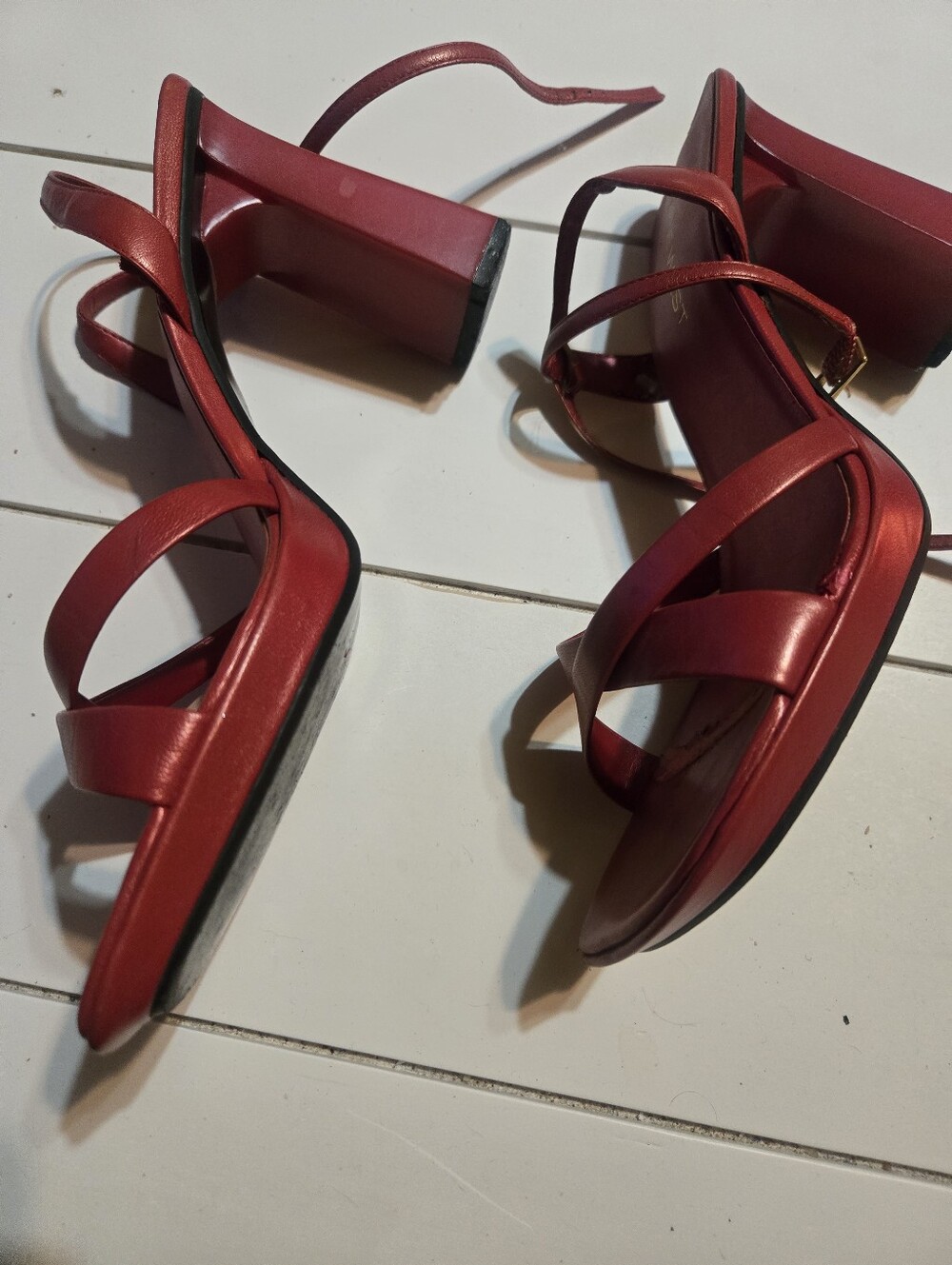 Vintage New West Red Strappy Slingback Heeled Sandals - Picture 4 of 5